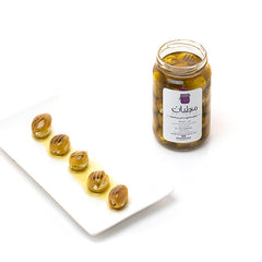 Grilled olives with Marinated Feta Cheese