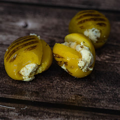 Grilled olives with Marinated Feta Cheese